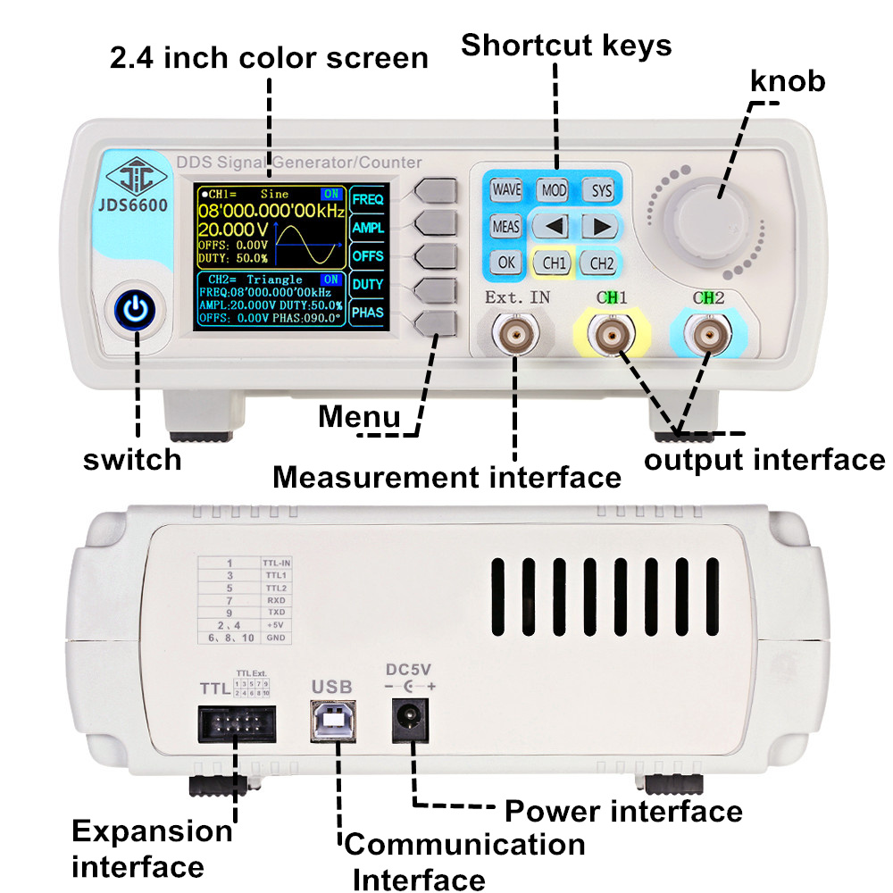 Générateur de signaux DDS YAO  - Dual Channel Arbitrary Waveform Function Generator 60Mhz avis et prix